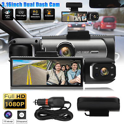 #ad 1080P Dual Lens Car DVR Dash Cam Front And Inside Camera Video Recorder G Sensor $29.98
