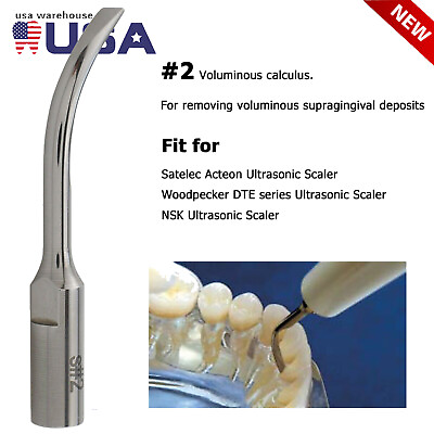 #ad Dental Ultrasonic Scaler Scaling Tips #2 Fit Acteon Satelec DTE NSK Handpieces $56.69