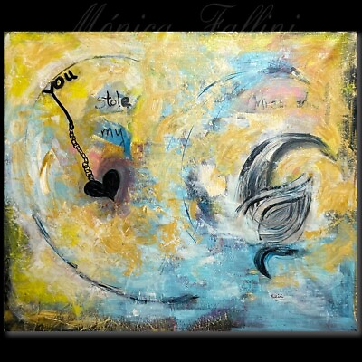 #ad Abstract original painting 43 x 48 inch un stretched contemporary art by Fallini $375.00