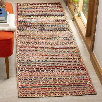 #ad Cotton Jute Rug Rectangle Handmade and Hand Braided Area Jute Carpet Multicolor $190.05