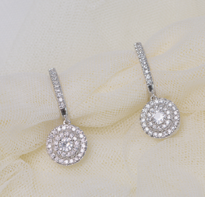 #ad Gorgeous White 1.70 CT Cubic Zirconia Hoop Drop Silver Earrings For Women#x27;s $220.00