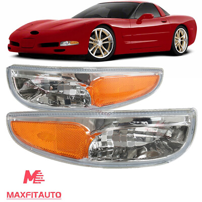 #ad Fits 1997 2004 Chevy Corvette C5 Front Signal Turning Lamp Amber Clear Lens Set $39.99