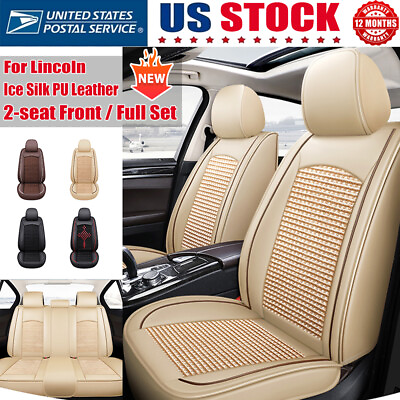 #ad For Lincoln 2 5 Seat Full Set Front Car Seat Covers PU Leather Cushion Protector $132.64