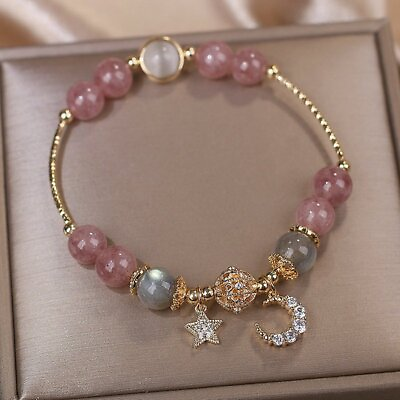 #ad Fashion Women Crystal Star Moonstone Beads Bracelet Bangle Wedding Party Jewelry AU $3.65