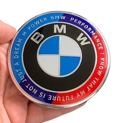 #ad BMW 50th Anniversary Emblem Front Hood or Rear Trunk 82mm Logo Badge $9.99