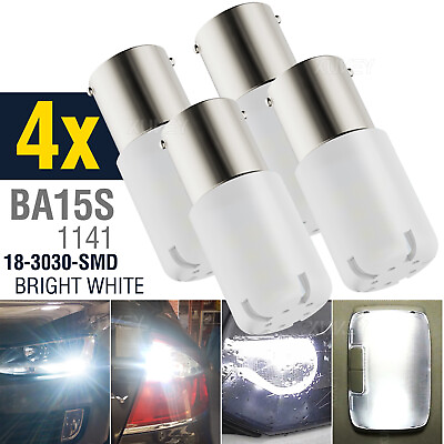 #ad 4x Super White 1156 1141 18 SMD LED Interior RV Camper Trailer Light Bulbs 6000K $13.69