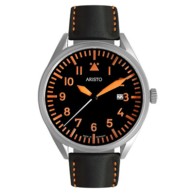 #ad Aristo Men#x27;s Wrist Watch 3H223 Q Aviator Watch Bright Orange 1 11 16in Observer $288.13