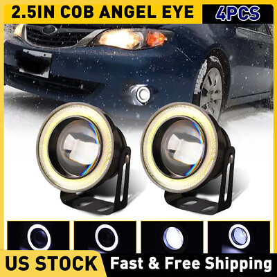 #ad 4x 2.5quot; Inch Car Projector LED Fog Light COB Halo Angel Eye Ring Bulb White DRL $30.58