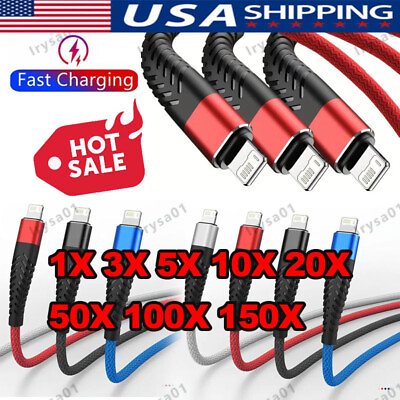 #ad #ad Braided Fast Charger Cable Heavy Duty USB lot Cord For iPhone 14 13 12 11 X XR 8 $315.48