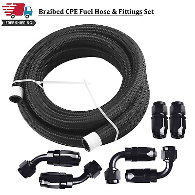 #ad Nylon Braided Fuel Line 4AN 6AN 8AN 10AN Oil Gas Fuel Hose End Fittings Kit US $44.99