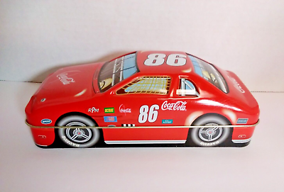 #ad Coca Cola Race Car #86 NASCAR Collectors Metal Tin Coin Holder Trinket Box $5.36