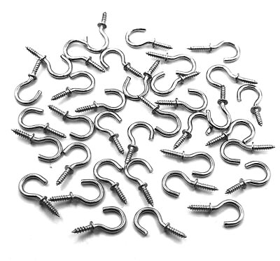 #ad 50 Pcs 304 Stainless Steel Screw Ceiling Hooks 5 8 Inch Small Cup Hook Screw.. $14.85