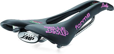 #ad Selle SMP Forma Lady Saddle Black Italian Leather Covering Pink Stitching USA $276.85