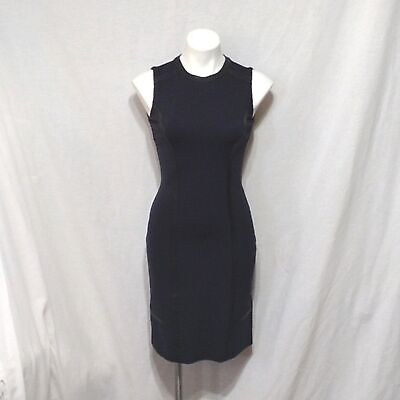 #ad New OF Mercer Midnight Blue Bowery Full Zipped Back Sheath Dress Size 0 $75.00