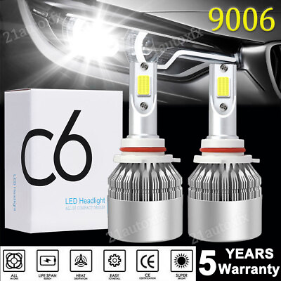 #ad 9006 LED Headlight Fog Lights Kit Bulbs 6000K Bright White HB4 Low Beam 720000LM $8.99