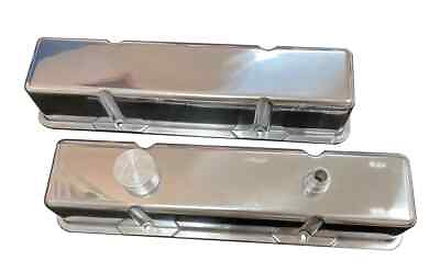 #ad KEVKO OIL PANS amp; COMPONENTS SBC Polished Cast Alm. Blank Valve Cover Set VC203 2 $229.57