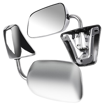#ad 2X LH amp; RH Side Chrome Manual Fold View Mirrors For Chevy C10 GMC R2500 Truck $50.04