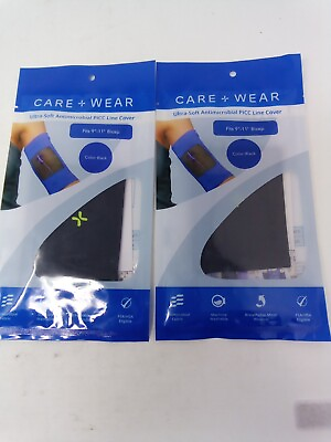 #ad 2x Care Wear Ultra Soft Antimicrobial PICC Line Cover Fits 9quot; 11quot; Bicep Black $13.00