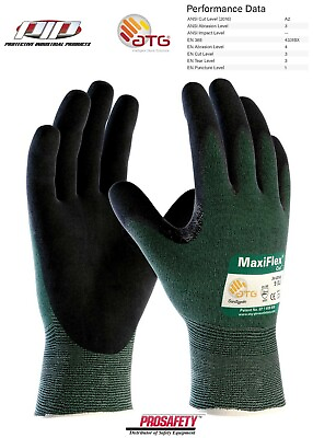 #ad PIP MaxiFlex 34 8743 Micro Foam Nitrile Coated ANSI A2 Cut Resistant Work Gloves $11.99