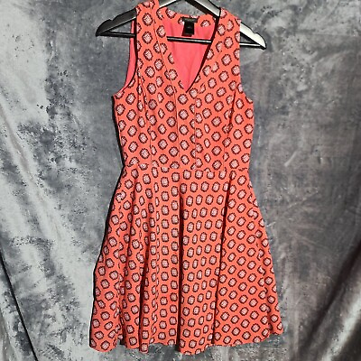 #ad Womens Ann Taylor Factory Fit And Flare Dress Sleeveless V Neck Sz 0 $22.75
