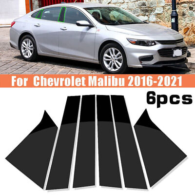 #ad 6pcs Glossy Black Pillar Posts Door Trim Cover For Chevrolet Malibu 2016 2021 $10.99