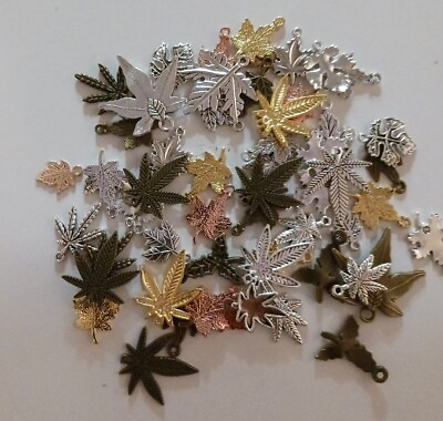 #ad Over 50 Metal Leaf Charms Various Sizesshapestypesand tones 420 Jewelry $6.99
