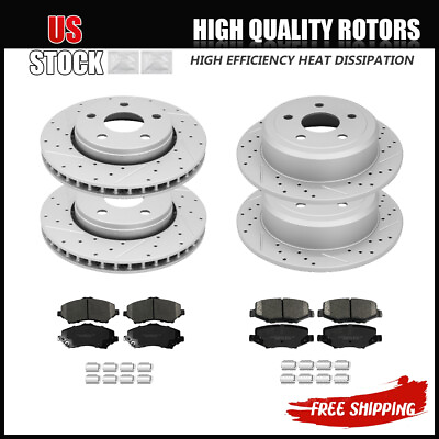 #ad Front amp; Rear Drilled Rotors And Ceramic Brake Pads for 2007 2017 Jeep Wrangler $169.00