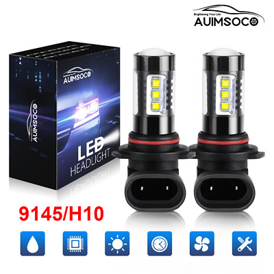 #ad Pair H10 LED Fog Driving Light Bulbs Kit 9145 9140 White 6000K Bright Lamp DRL $18.99