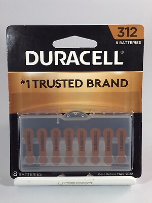 #ad Duracell 312 Zinc Air Hearing Aid Batteries 8 Count BRAND NEW $7.99