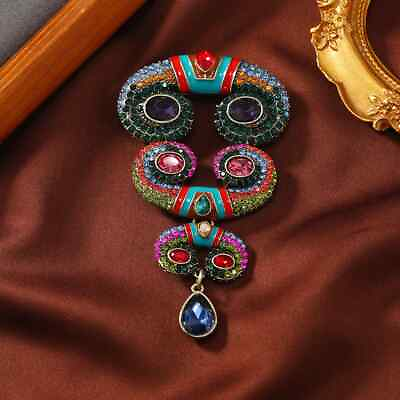 #ad New Retro Crystal Inlaid Pendant Brooch Casual Style Colorful Pin Pendant Brooch $13.75