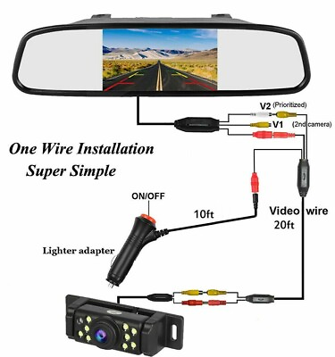 #ad 5quot; Backup Camera Mirror Car Rear View Reverse Night Vision Parking System Kit $29.90