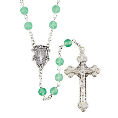 #ad Italian Gemstone Rosary Aventurine Beads Ornate Miraculous Center CREED 19.5quot; $19.99