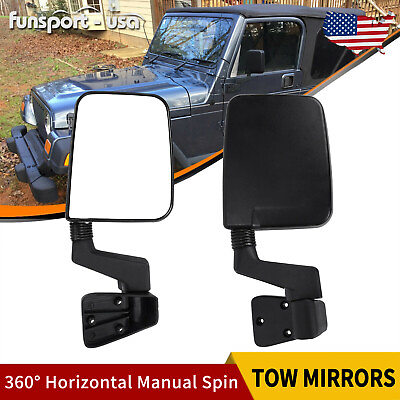 #ad Manual Adjust Passenger Driver Side Tow Mirrors for 1987 2002 Jeep Wrangler $37.29