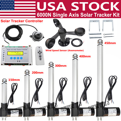 #ad DC Electric Single Axis Solar Tracker Controller amp;Linear Actuator Anemometer Kit $29.99