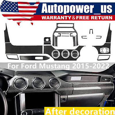 #ad 30PCS Carbon Fiber Full Set Interior Decoration Trim Kit For 2015 Ford Mustang $77.99