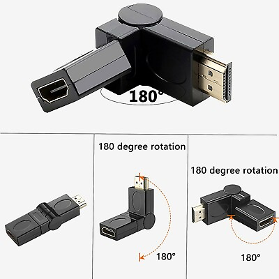 #ad Adapter for HDMI Male to Female Right Angle Connector 90 180 270 360 degrees $3.95