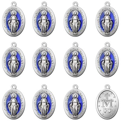 #ad 30Pcs Alloy Oval Our Lady Blue Enamel Miraculous Medal Charm Tiny Virgin Mary... $18.64