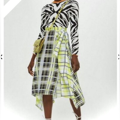 #ad TOPSHOP Obsession Mixed Check Print Midi Skirt size 2 $38.00