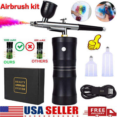 Portable Air Compressor Kit Airbrush Paint Spray Gun Nail Art Tattoo Airbrush US $24.69