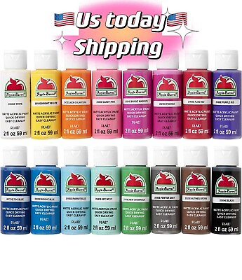 #ad Apple Barrel 16 Pc Acrylic Paint Set 2oz Assorted Matte Colors Kit $19.98