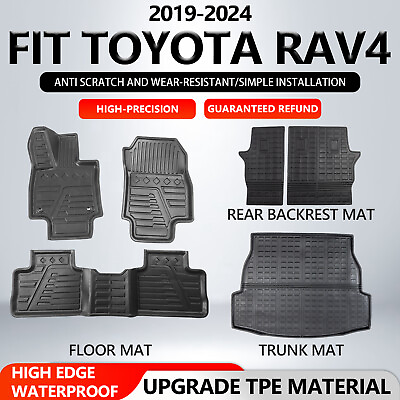 #ad For 2019 2024 Toyota RAV4 Cargo Mats Floor Mats Backrest Mat Trunk Liners TPE $119.99