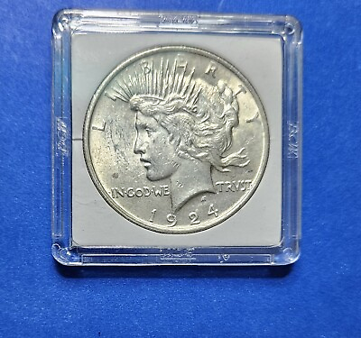 #ad 1924 Peace Silver Dollar $1 Inside Case GREAT Luster $45.99