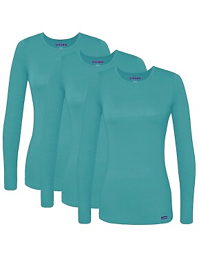 #ad Sivvan Women’s Long Sleeve Scrub T Shirt Medical Underscrub UnderShirt Tee 3pk $31.19