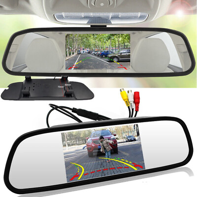 #ad 4.3quot; Backup Camera Mirror Car Rear View Reverse Night Vision Parking System HD $23.99