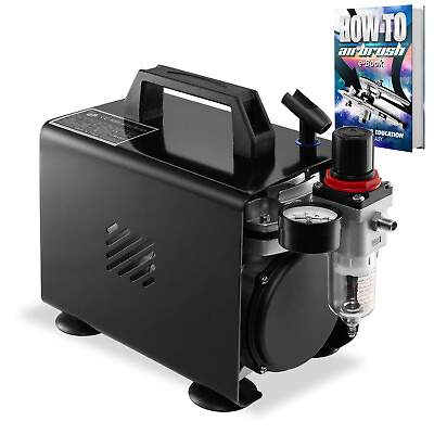 PointZero 1 5 HP Airbrush Compressor Air Pump Gauge Water Trap Cover Holder $66.99