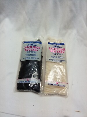 #ad New Jamp;P Coats Pre Cut Acrylic Latch Hook Rug Yarn color 12 Black 111 Natural $8.00