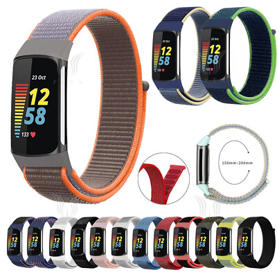 #ad For Fitbit Charge 5 Woven Nylon Loop Sport Watch Strap Wrist Band Bracelet $4.98