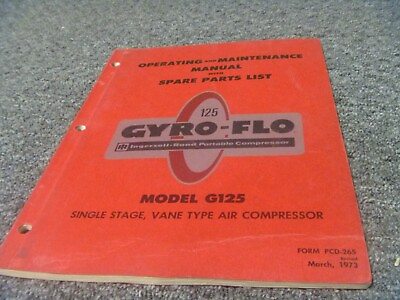 #ad Ingersoll Rand G125 Air Compressor Parts Catalog Operator amp; Maintenance Manual $146.66