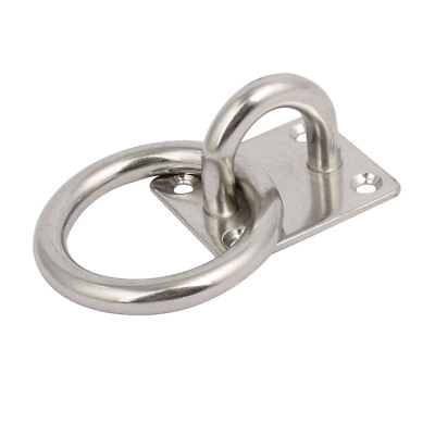 #ad 316 Stainless Steel 10mm Thickness Square Sail Shade Pad Eye Plate w Ring $18.88
