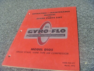 #ad #ad Ingersoll Rand D105 Air Compressor Parts Catalog Operator amp; Maintenance Manual $139.30